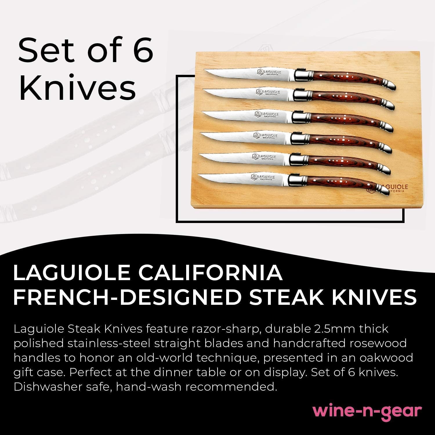 Laguiole Tradition Black Lacquer Gift Box Knife Set - Wine-n-Gear