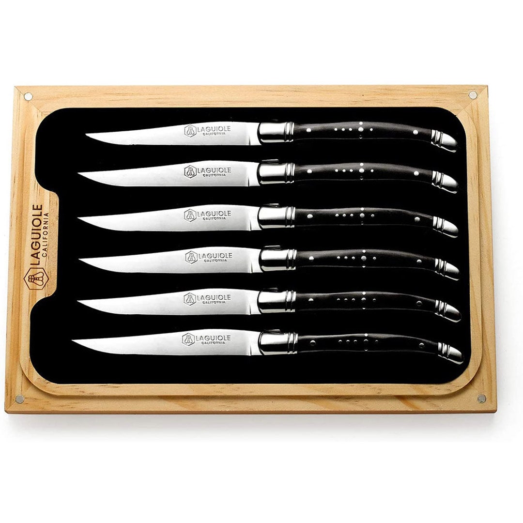 Laguiole California Steak Knives 6 Piece Blackwood Set Ergonomic