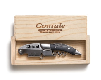 Blackwood Prestige Corkscrew Wine Opener Engraved - With Pinewood Gift Box Made in USA - Wine Key Bottle Opener Personalized Wedding Gift