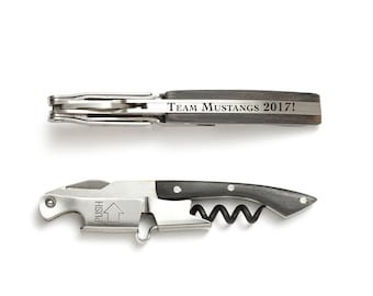 ブラックウッド ポケット コルク抜き ワインオープナー 刻印入り - Coutale Sommelier - フレンチデザイン - ワインキー ボトルオープナー - パーソナライズされたウェディングギフト