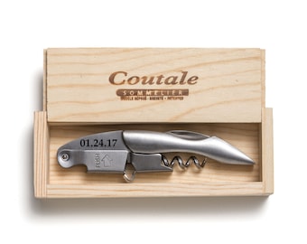 Roestvrij staal Prestige Kurkentrekker Wijnopener gegraveerd - Met Pinewood Gift Box Made in USA - Wijnsleutel Opener - Gepersonaliseerde huwelijkscadeau