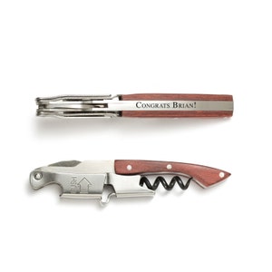 Rosewood Pocket Corkscrew Wine Opener Engraved - Coutale Sommelier - French Design - Wine Key Bottle Opener - Personalized Wedding Gift
