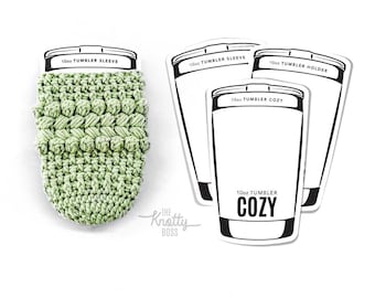 PRINTABLE 10oz Tumbler Cozy Inserts -  Digital PDF - Cut out labels + tags for handmade to-go cup holder, Hot coffee sleeve display template