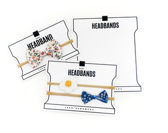 PRINTABLE Headband Display Cards - Downloadable PDF. Backing card for baby / child / toddler size  headbands. Printable accessories tags.