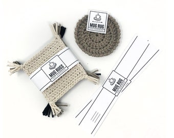 PRINTABLE Mug Rug Tags + Wrap Labels - Downloadable PDF. DIY product tags for handmade mug rugs.