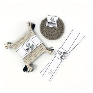 PRINTABLE Mug Rug Tags + Wrap Labels - Downloadable PDF. DIY product tags for handmade mug rugs.