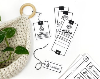 PRINTABLE Plant Hanger Tags - Digital PDF - packaging for handmade hanging plant basket and cover, market labels & templates for plant cozy