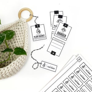 PRINTABLE Plant Hanger Tags - Digital PDF - packaging for handmade hanging plant basket and cover, market labels & templates for plant cozy