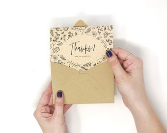 PRINTABLE Thank You Card - Downloadable PDF. Simple Style - Digital template for DIY handmade greeting card.  Cards for small business