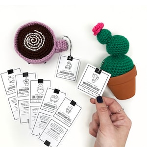 Etichette Amigurumi STAMPABILI - Stile grassetto, PDF scaricabile. Etichette per bambole all'uncinetto, etichette per giocattoli fatte a mano, etichette per bambole con schiusa, etichetta cactus all'uncinetto