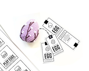 PRINTABLE Easter Egg Tags - Digital PDF - Cut out Tags and Labels for handmade decorative and play eggs, crochet egg packaging templates