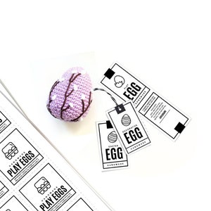 Etiquetas de ovo de Páscoa IMPRIMÍVEIS - PDF digital - Etiquetas e rótulos recortados para ovos decorativos e de brincar feitos à mão, modelos de embalagens de ovos de crochê