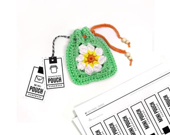 PRINTABLE Mini Pouch Hang Tags - Digital PDF - Market label templates for handmade drawstring bags, crochet pouch price tags and cards