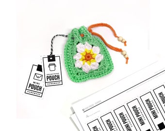 PRINTABLE Mini Pouch Hang Tags - Digital PDF - Market label templates for handmade drawstring bags, crochet pouch price tags and cards
