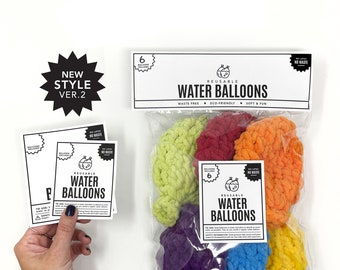 PRINTABLE Water Balloon Tags V2 - Digital PDF - bag topper cards & labels for handmade reusable balloons, crochet water balloon market tag