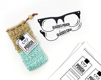 PRINTABLE Glasses Case Hang Tags + BONUS Insert Template - Downloadable PDF - Bold Style - Labels for handmade eyeglass pouches + holders