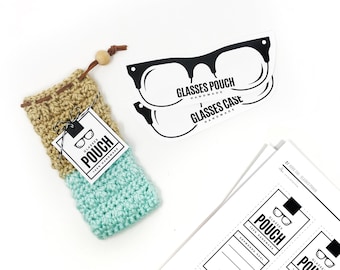 PRINTABLE Glasses Case Hang Tags + BONUS Insert Template - Downloadable PDF - Bold Style - Labels for handmade eyeglass pouches + holders