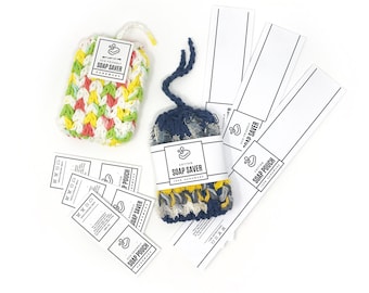 PRINTABLE Soap Saver Tags + BONUS  Wrap Labels - Downloadable PDF. Display product tags and labels for soap pouches. Spa Tags