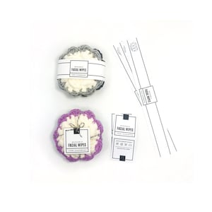 PRINTABLE Facial Wipes Tags + BONUS Wrap Labels - Downloadable PDF. Template for handmade reusable facial rounds.eco face scrubbies  tags