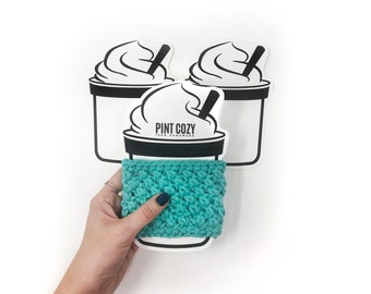 PRINTABLE Ice Cream Pint Cozy Template - Downloadable PDF - Inserts for handmade pint cozies, pint sleeve display templates