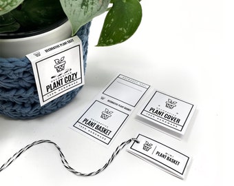 PRINTABLE Plant Basket tags - Digital PDF - Plant cozy cover tags and labels , templates for handmade plant covers and holders, market tags