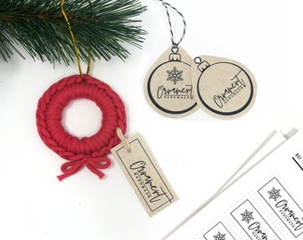 PRINTABLE Ornament Tag Templates - SIMPLE Style -  Downloadable PDF - Hang Tags for handmade and holiday ornaments.
