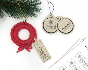 PRINTABLE Ornament Tag Templates - SIMPLE Style -  Downloadable PDF - Hang Tags for handmade and holiday ornaments.