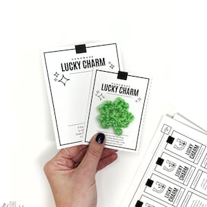 PRINTABLE Lucky Charm Display Cards - Digital PDF - labels for handamde charm hugs, st patricks day lucky clover gift hang tag, lucky penny