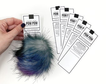 PRINTABLE Faux Fur Pom-Pom Tags - Digital PDF