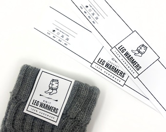PRINTABLE Leg Warmer Tags + Wrap Labels - Downloadable PDF - Bold Style - Modern DIY tag + label  for handmade leg warmers. Knit and Crochet