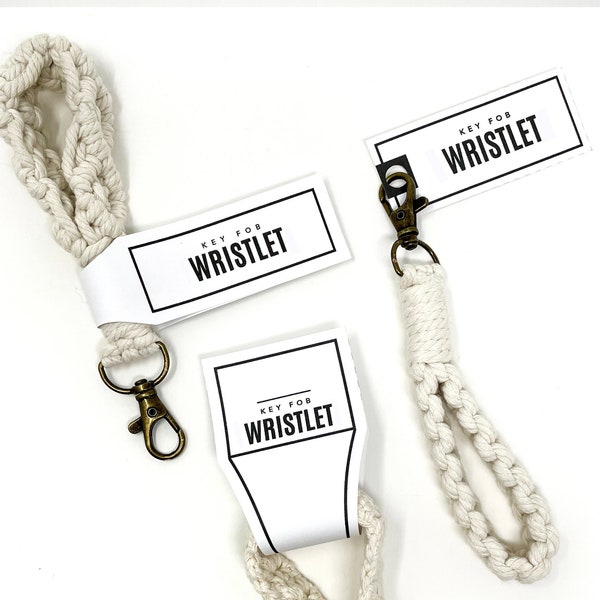 PRINTABLE Wristlet Tags - Digital PDF - handmade key fob wristlet packaging and market display labels for crochet and macrame wrist straps