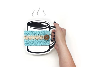 PRINTABLE Mug Cozy Template + BONUS Mug cozy Crochet  Pattern - Downloadable PDF -  Cup cozy display,  Mug hug pattern, Mug cozy insert card