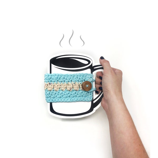 PRINTABLE Mug Cozy Template + BONUS Mug cozy Crochet  Pattern - Downloadable PDF -  Cup cozy display,  Mug hug pattern, Mug cozy insert card