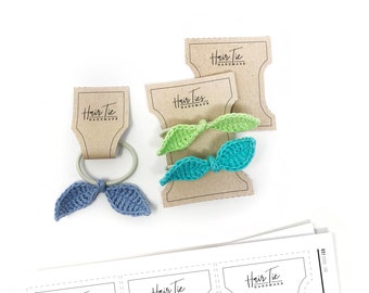 PRINTABLE Hair Tie Tags + Display cards - Downloadable PDF - Simple Style - Labels for handmade ties and elastics. DIY modern packaging