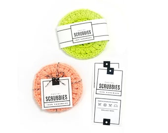 PRINTABLE Facial Scrubbies Tags + BONUS Wrap Labels - Downloadable PDF. Templates for handmade reusable facial rounds. diy facial wipes tags