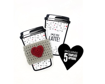 PRINTABLE Valentine's Day Cup Cozy Display Template - Downloadable PDF - Holiday Cup Sleeve. Love & Hate. DIY packaging tags.