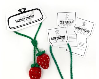 PRINTABLE Car Charm Tags - Digital PDF - Rearview Mirror pendant labels, display templates for handmade rear view mirror hanging accessories