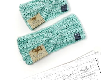 PRINTABLE Earwarmer + Headband Tags - Downloadable PDF - Simple Style - Labels for adult + baby ear warmers and headbands. Tags for Handmade