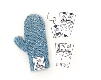PRINTABLE Mitten Tags - Downloadable PDF - Fold-Over & Hang Tags.  DIY Packaging.  Market display for handmade crochet and knit mittens.