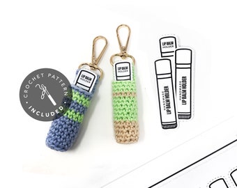 PRINTABLE + PATTERN - Lip Balm Display Template + Crochet Pattern - Downloadable Pdf -  Diy lipstick cozy tags and lip gloss holder tutorial