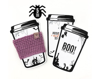 PRINTABLE Halloween Cup Cozy Inserts - 5pc Downloadable PDF