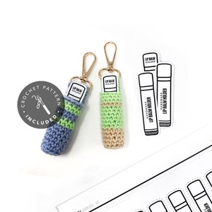 PRINTABLE + PATTERN - Lip Balm Display Template + Crochet Pattern - Downloadable Pdf -  Diy lipstick cozy tags and lip gloss holder tutorial