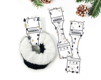 PRINTABLE Christmas / Holiday Scrunchie Tags - Downloadable PDF - Hang tag for handmade diy scrunchies. modern labels - Winter Holiday Vol 2