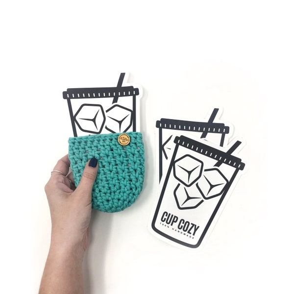 PRINTABLE Ice Cup Cozy Insert - DIGITAL PDF - cold to-go coffee cup sleeve display card, handmade cozy cutout template, drink cozy packaging