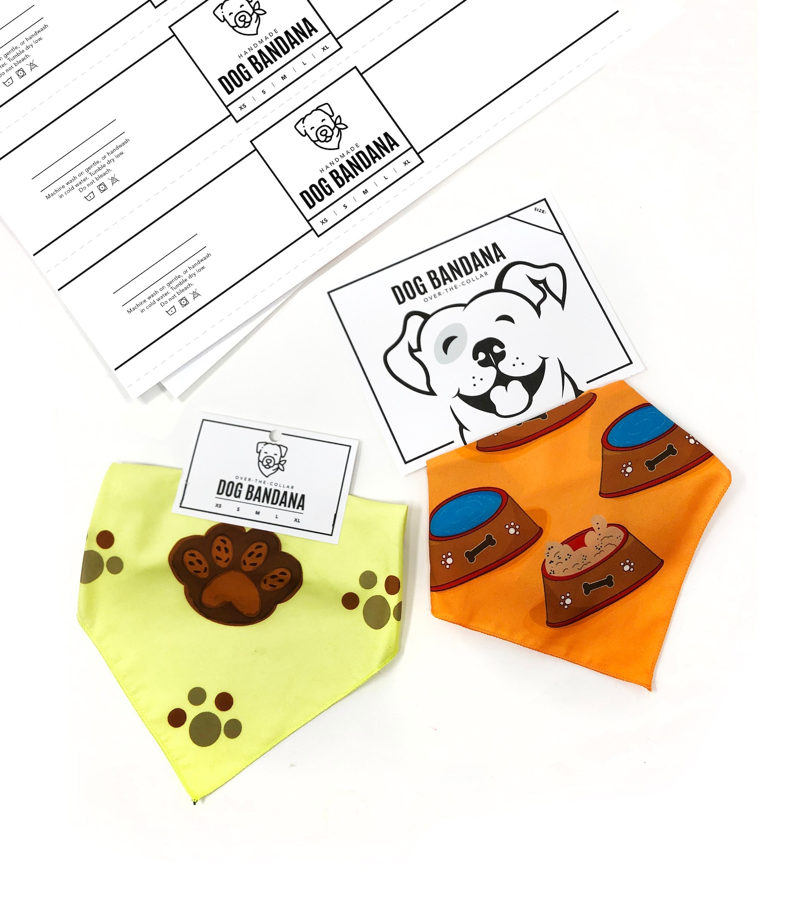 PRINTABLE Dog Bandana Tags Wrap Labels Digital PDF Bold Etsy