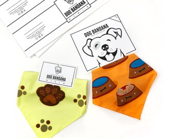 PRINTABLE Dog Bandana Tags + Wrap Labels - Digital PDF - Bold Style - DIY pet bandana Hang tag. Display card + template. Handmade packaging