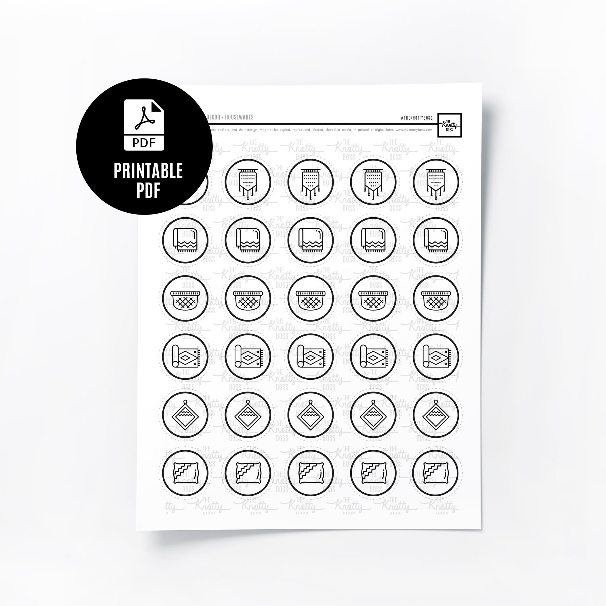 PRINTABLE Sticker Bundle PDF Template 36 Sticker Designs Etsy