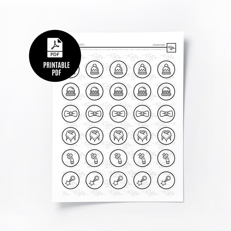 PRINTABLE Sticker Bundle PDF Template 36 sticker designs Image