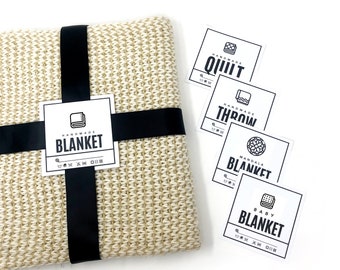 PRINTABLE Blanket Tags - Downloadable PDF. DIY print-at-home labels for handmade blankets, baby blankets, quilts and throws.