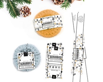 PRINTABLE Holiday Facial Scrubbie Tags - Downloadable PDF - Christmas wrap labels, gift tags and handmade packaging for face scrubbies, diy